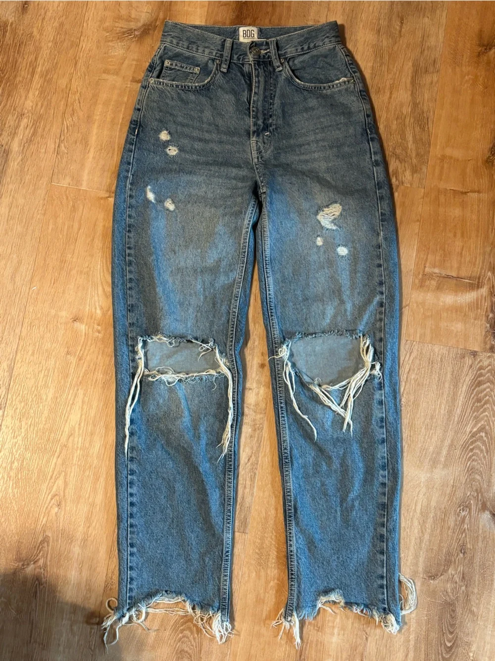 Urban Outfitters BDG High Rise Baggy Distressed Frayed Raw Hem Size 24 - Picture 8 of 15